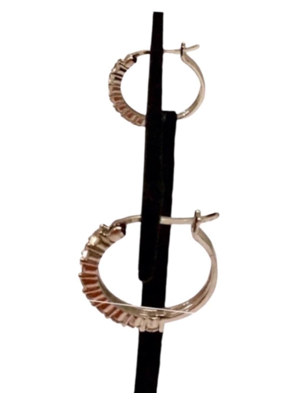 Sterling Silver (925) Lab Created White Sapphire Hoop Earrings (NWT) - Picture 7 of 7